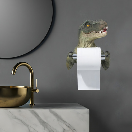 Soporte De Papel Higiénico Realista Con Forma De Dinosaurio Color Verde