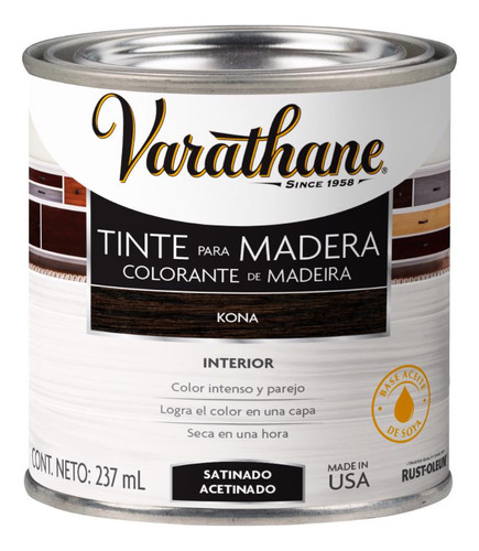 Tinte Para Madera Varathane 237 Ml Color Kona