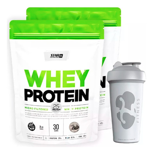 Star Nutrition Whey Protein Proteínas Sabor Chocolate De 908g Pack X2 Incluye Shaker Legend 600 Ml