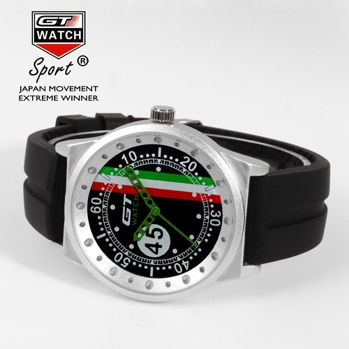 Relógio Masculino Gt 24 Heures Caixa Aço Pulseira Silicone