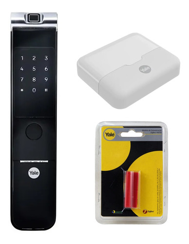 Kit Yale Com Fechadura Digital Ymf 40a Rl Com Hub E Zigbee