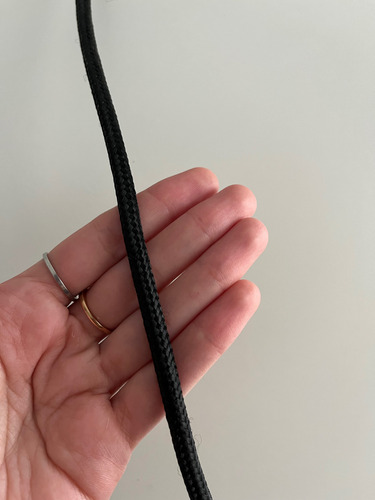 Lámpara Colgante Moderna Led Pune Doble Fuche Natural/cable Negro/regleta Negra