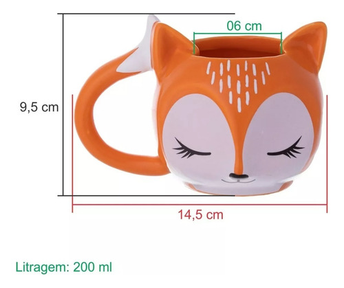 Caneca 3d Raposa | Cerâmica Decorativa | Animais