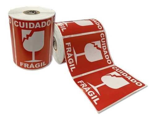 Imagen 6 de 9 de 2000 Etiquetas Frágil Cuidado Autoadherible 102x76 Mm C1