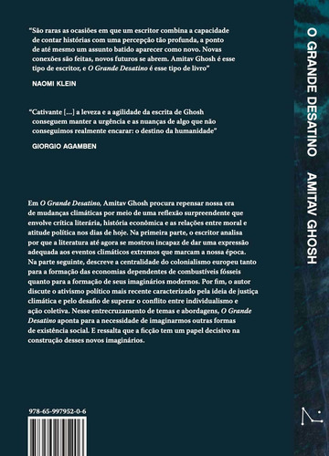 O grande desatino: Mudanças climáticas e o impensável, de Ghosh, Amitav. Editorial Quina Editora, capa mole em português, 2022