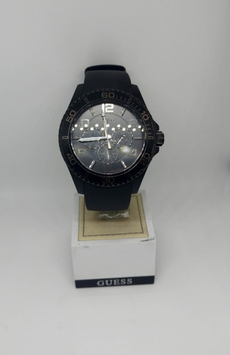 Reloj Guess Hombre W0173g1 Caucho Negro Dual Time Pr 50%