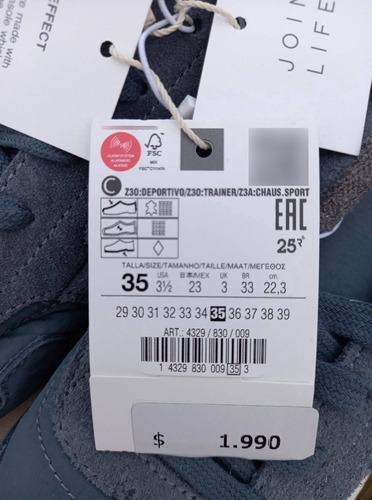 Zapatillas Deportivas Niña Zara Talle 35 Nuevos (22,5 Cm)
