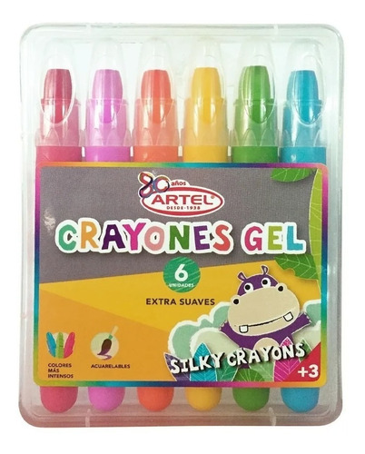 Crayones Gel 6 Colores Estuche Plástico Rígido Artel