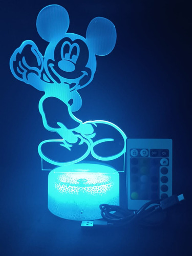 Lampara Led 3d Mickey Mouse 16 Colores 