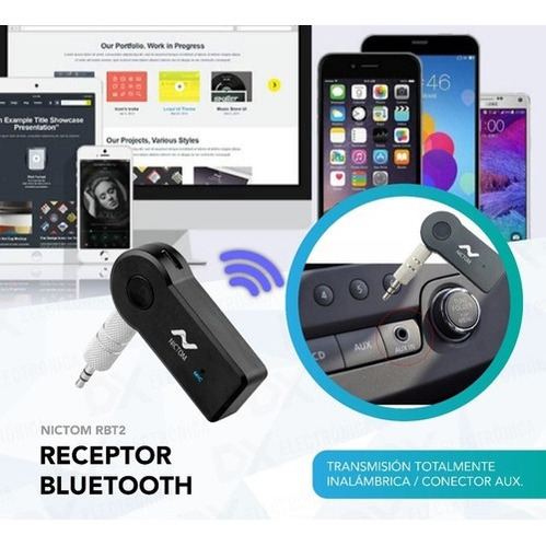 Imagen 2 de 6 de Receptor Audio Bluetooth Aux Spotify Musica Auto Con Bateria