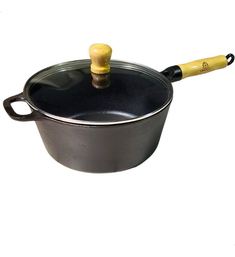 Caçarola Cabo De Madeira Tampa De Vidro 4,8 Litro 26cm