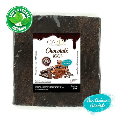 Chocolate Oaxaca Puro Tableta 100% Cacao 2kg