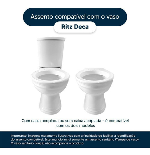 Assento Sanitário Poliéster Ritz Branco Para Louça Deca