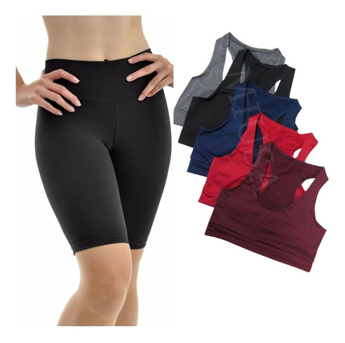 Imagem 5 de 5 de Kit 2 Conjunto Top E Bermuda Suplex Fitness Academia