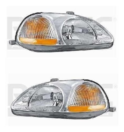 Par Juego Faros Honda Civic 1999 - 2000 2y4 Puertas Depo Sxc