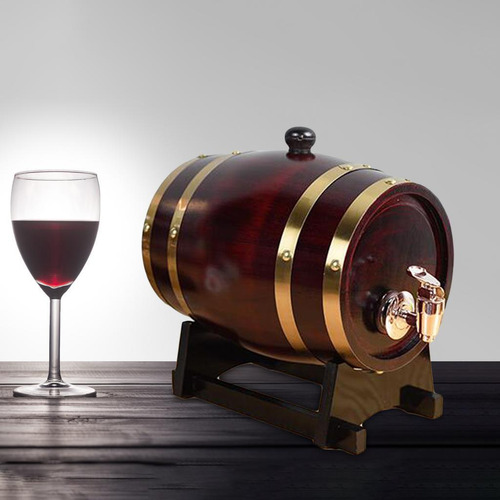 Dispensador De Barril De Madera Rústica Con Soporte, 1.5l