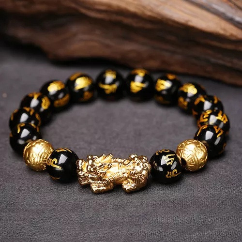 Pulseira Pixiu Amulet Para Atrair Riqueza Rosário De 12 Mm