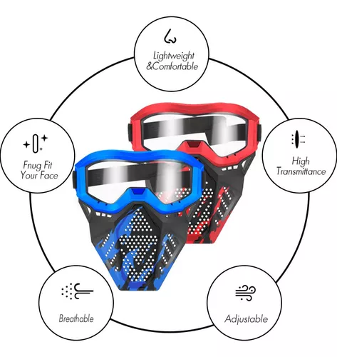 POKONBOY Paquete de 2 máscaras tácticas con Gafas compatibles con Nerf  Rival, Apollo, Zeus, Khaos, Atlas y Artemis Blasters, máscara Rival, Rojo y  Azul : : Juguetes y Juegos