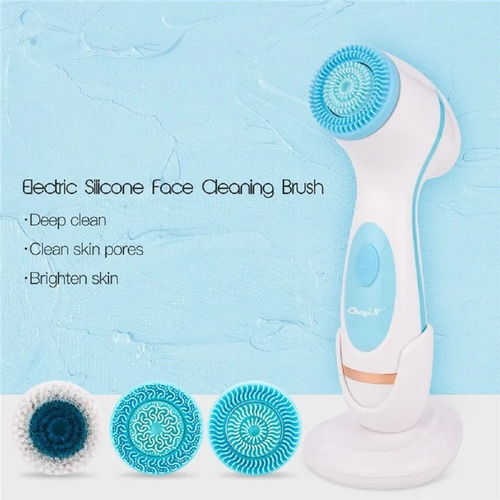 Cepillo Facial Celeste 3 En 1 Masajeador Limpieza Silicona