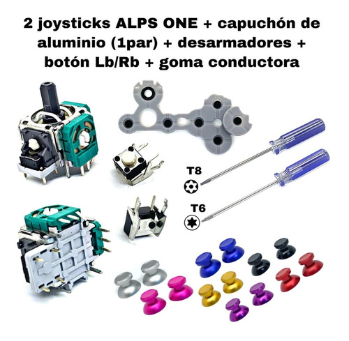 2 Joystick + Lb Rb + Goma + Aluminio  + H Compatible Con One