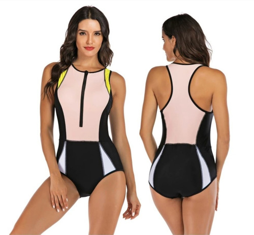 Imagen 1 de 3 de Traje De Baño 1 Pieza Dama Cierre Frontal Mujer Natación