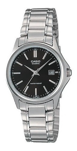 Reloj Casio Mujer Ltp1183a-1a Malla Acero Fondo Negro Newmar