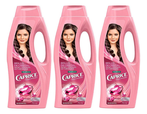 3 Shampoo Caprice Especialidades Brillo De Cristal 750ml