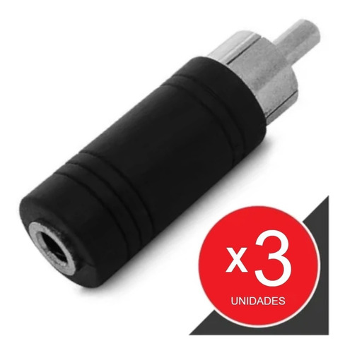 Adaptador Plug Rca Macho Mono / 3.5 Hembra Mono Plástico X3