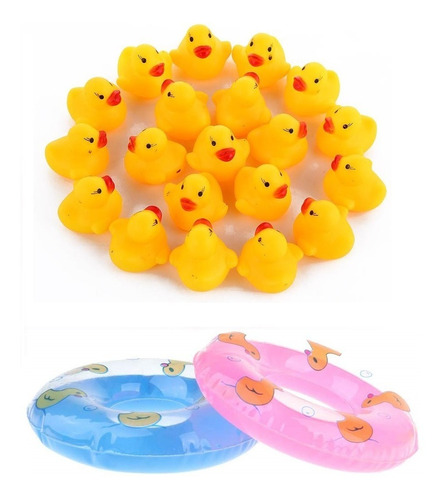 20 Patos De Hule Squeeze Con Salvavidas Recuerdos Decoraci