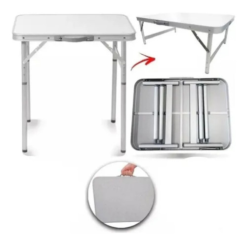 Palisad mesa camping dobrável vira maleta altura regulável 90x60cm cor branco