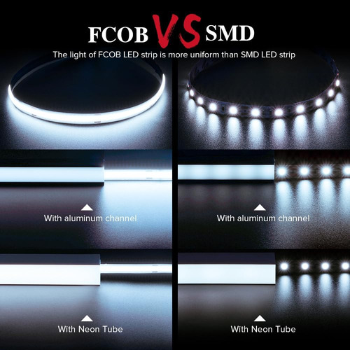 Tira De Led Fcob Cob Flexible De Alta Densidad Y Luz Un...