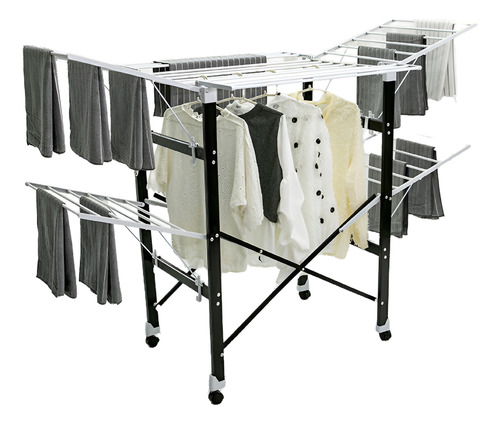 Tendedero De Ropa Plegable De Acero Inoxidable De 2 Niveles