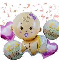 Comprar Set 5 Globos Bebé Niña Baby Shower Revelación Genero