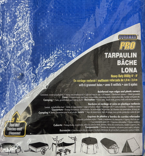 Lona Protectora Resistente Lluvia 1.8x2.4 Mts 6 Ojales 