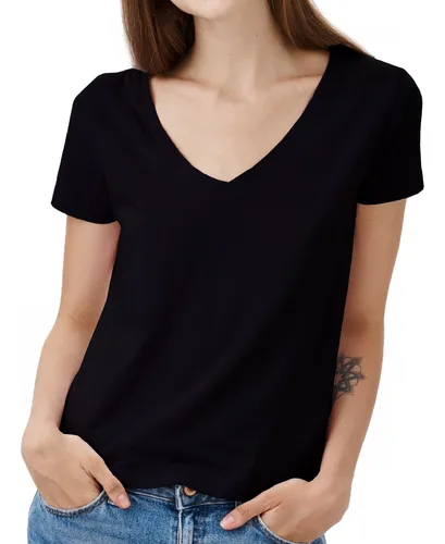 Remera cuello v mujer hotsell