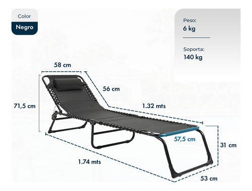 Pack X2 Camastro Gravedad Cero Chico Plegable Gardenlife