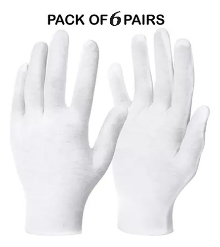 6 Pares De Guantes Blanco De Algodón Para Industria, Joyería