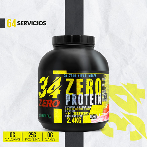 34 Zero Proteína Hidrolizada 2.4kg 80 Servicios Fresa