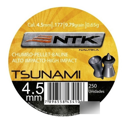 Chumbinho Nautika Ntk Tático Calibre 4,5 Mm 250 Un - Tsunami