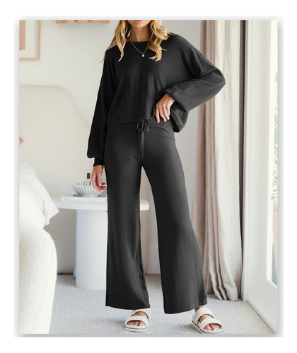 Tops De 2 Piezas Para Mujer Pantalones Anchos, Ropa El Hogar