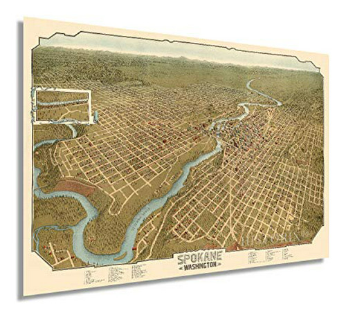 Historix Vintage 1905 Spokane Washington Map - 24 X 36 Pulga