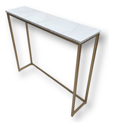Mesa De Sala Auxiliar | Credenza | Recibidor | Bufetera Color Dorado_mármol Blanco