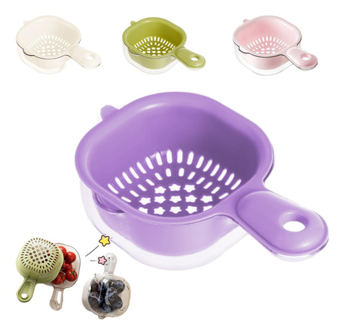Cesta De Drenaje De Doble Capa For Cocina Con Asa, Colador