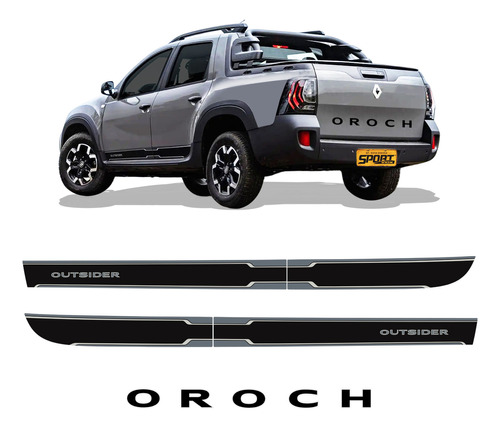 Kit Faixas Para Renault Oroch Outsider 2023 Preto - Genérico