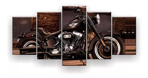 Quadro decorativo desenho moto Harley Davison marrom