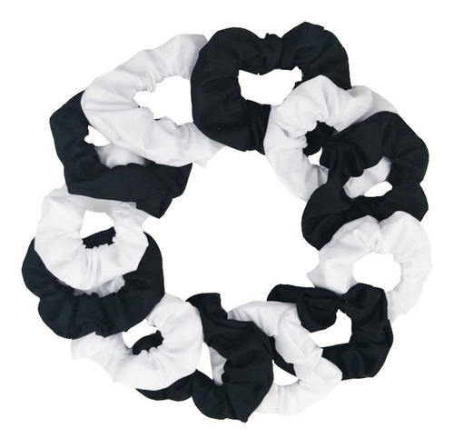 Scrunchies Donas Para Cabello Set 12pz Blanco Y Negro