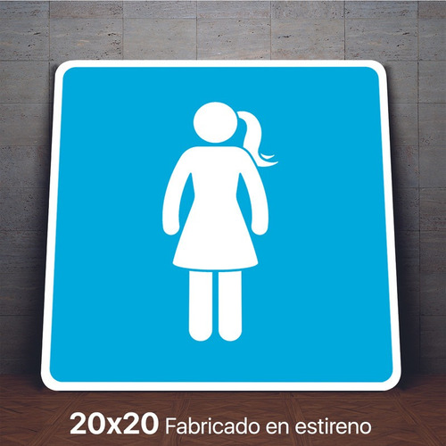 Señalamiento Baños Damas Mujeres Icono Letrero 20x20