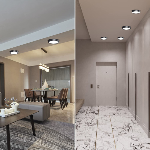 Lámpara Techo Led 25w Negro Luz Cálida 3000k Plafón Techo
