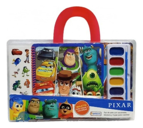 Maletín Para Crear Pintar- Stickers - Acuarelas Disney Pixar