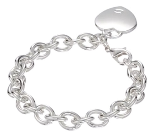 Guess® pulsera De Mujer Eslabones De Corazón Con Logotipo G Color Plateado Diámetro 8 Largo 8